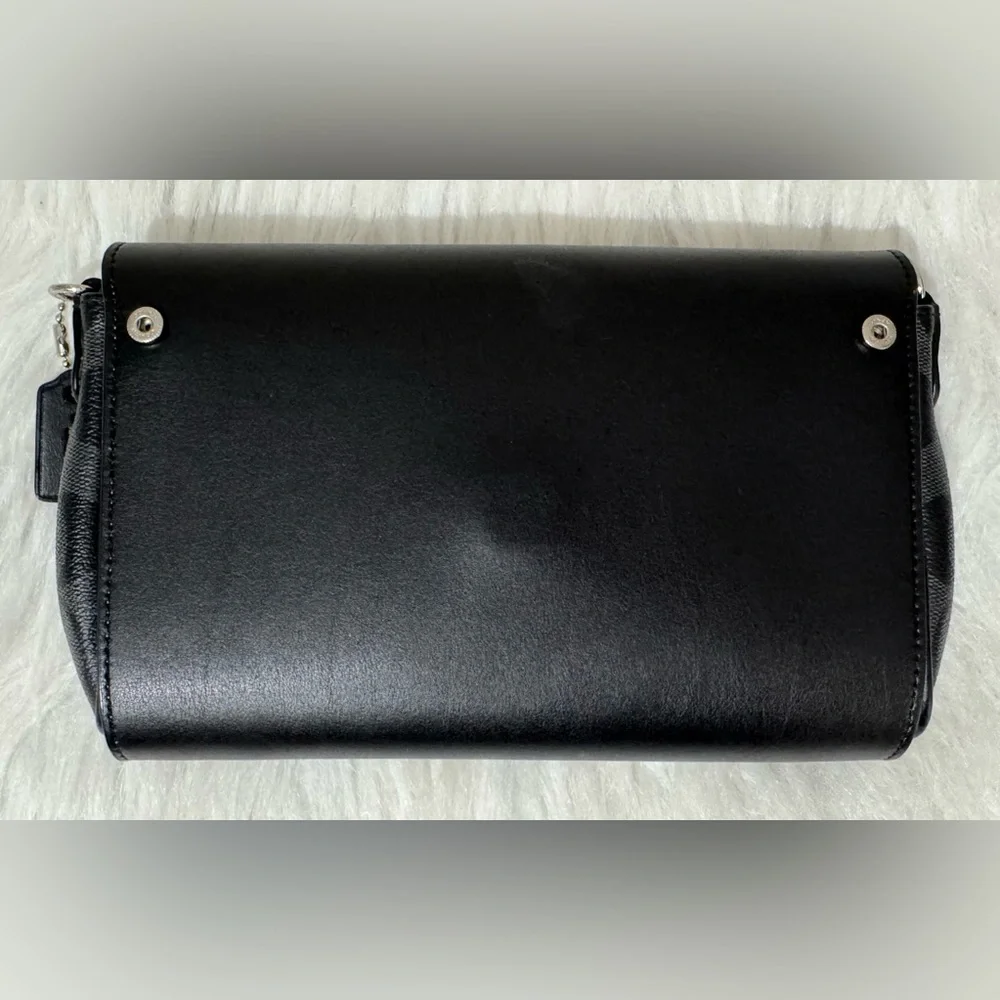 Coach Signature Reversible Crossbody Bag Black Grey Ivory Silver Hardware EUC